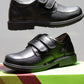 Boys Double Velcro Leather School Shoe