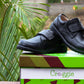 Boys Single Velcro Leather School Shoes