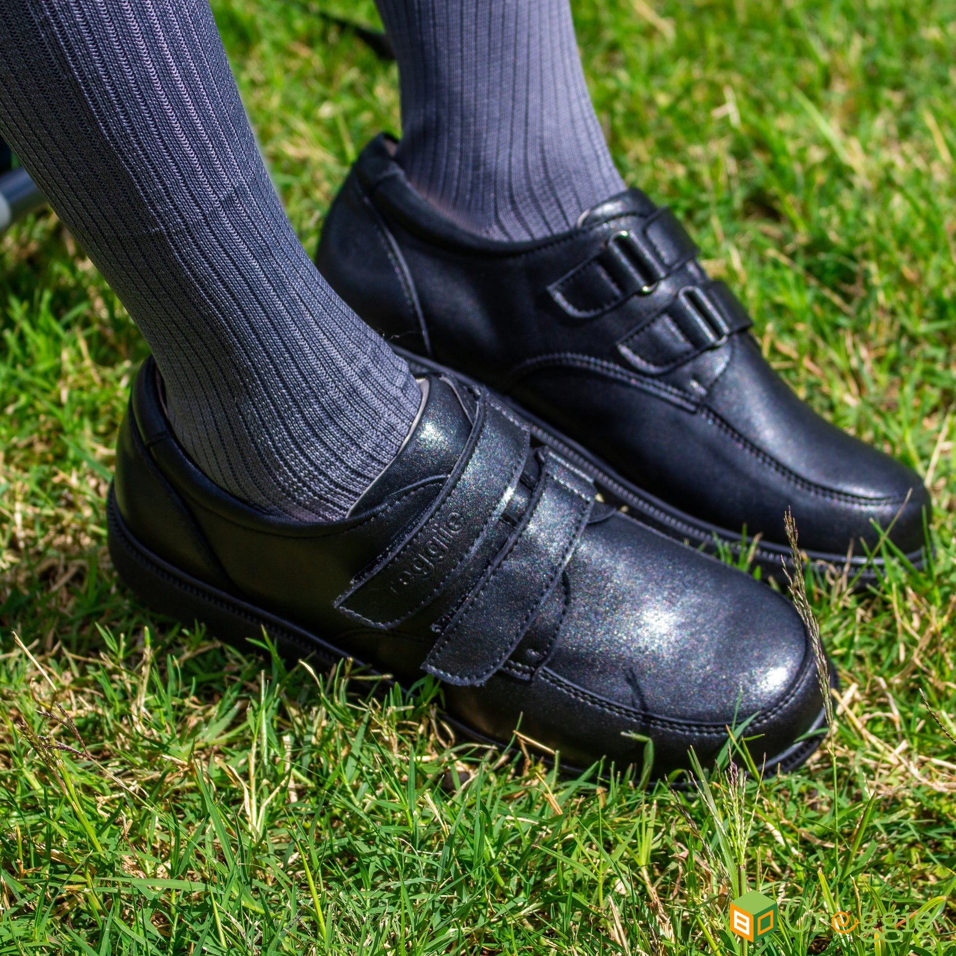 Boys Double Velcro Genuine Leather School Shoe – Creggiehouse